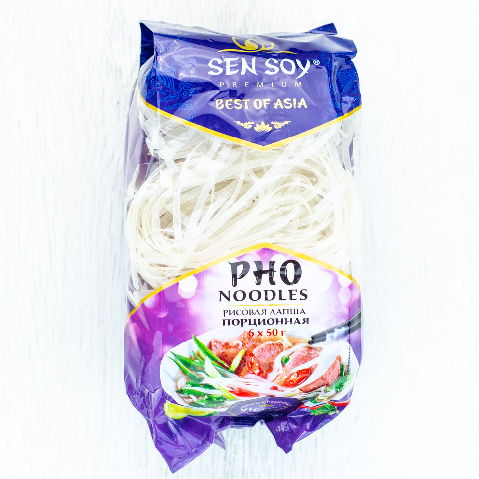 Лапша "Сэн Сой" рисовая Pho Noodles пакет 300гр - фото 1 - id-p72153219