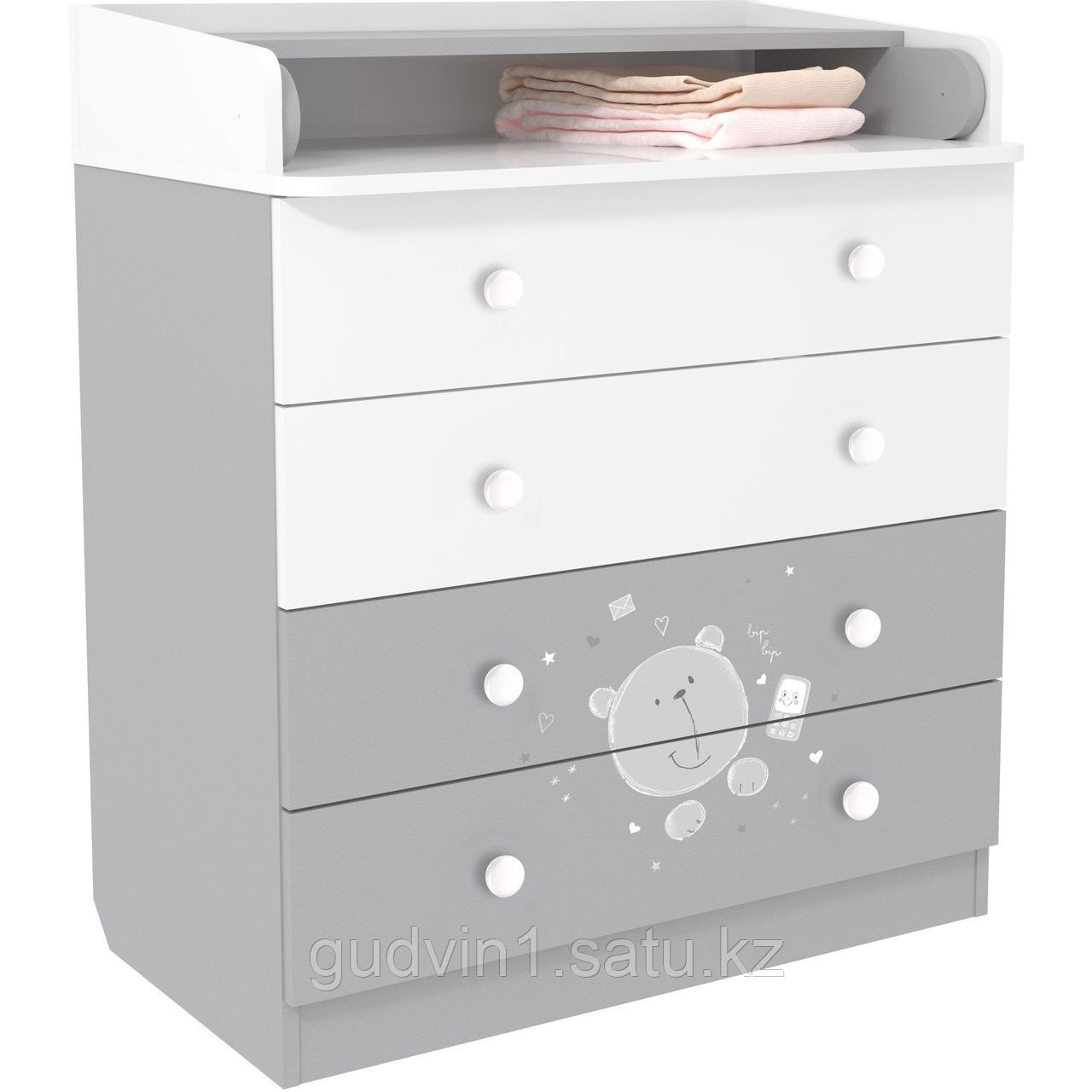 Комод Polini kids French 1580, Teddy, белый-серый 01-04085