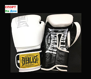 Боксерские перчатки EVERLAST кожа (цвет белый) 12,14,OZ, фото 2