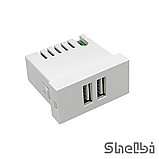 Shelbi Розетка зарядка 2-портовая USB, 2.1А,  45х22.5, белая, фото 8