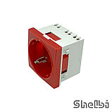 Shelbi Розетка одинарная 33° с з/к, 250 В, 16A 45х45, красная, фото 5