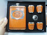 Подарочный набор для мужчины 6 в 1 {фляжка + 4 рюмки + воронка} ( Фляга 270мл + стопки 30 мл) Jack Daniels
