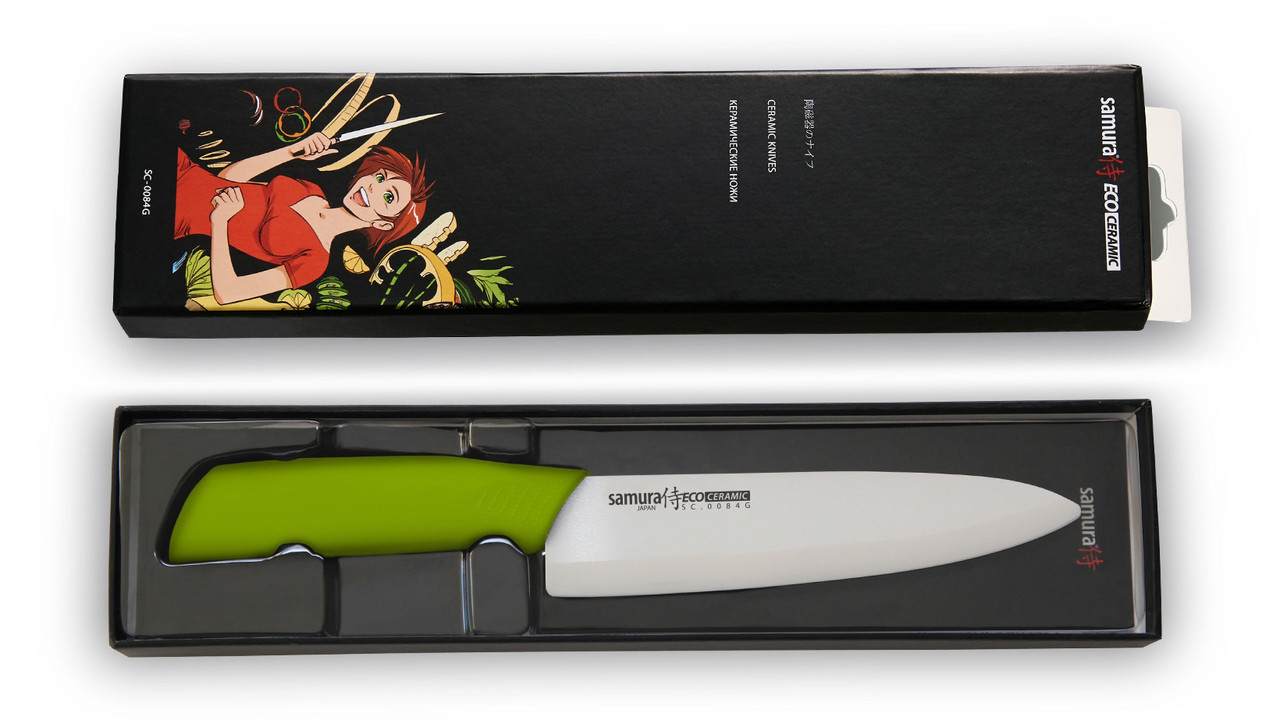 Нож кухонный "Samura Eco" Festival Шеф 175 мм, циркониевая керамика (Салатовый) - фото 4 - id-p1521725