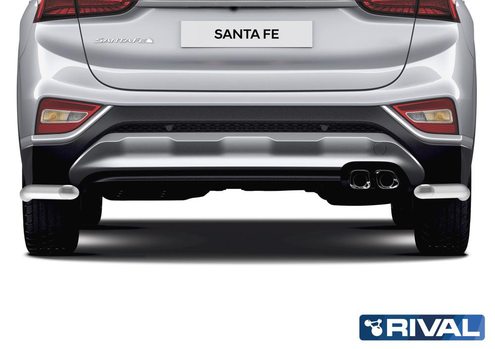 Защита заднего бампера Hyundai Santa Fe 2018+ d57 уголки