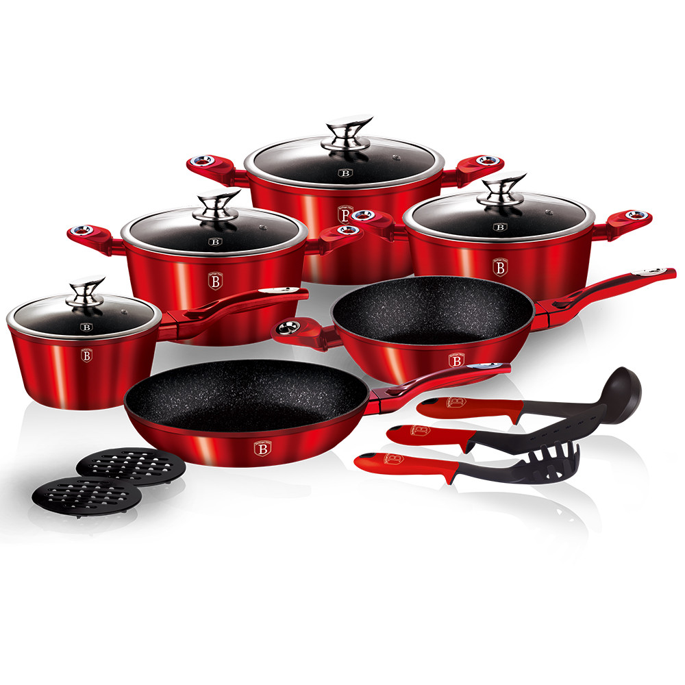 Набор кастрюль 15 пр. BH-1226N BURGUNDY METALLIC LINE (Berlinger Haus, Венгрия), фото 1