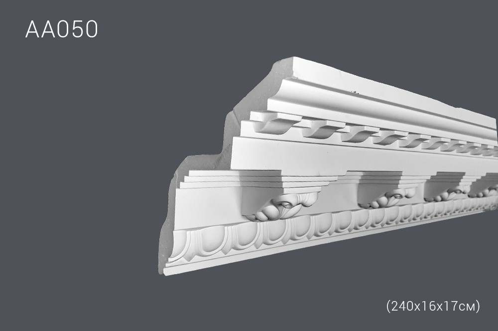Плинтус потолочный с рисунком АА 050 (240*16*17) (полиуретан) - фото 2 - id-p42999322