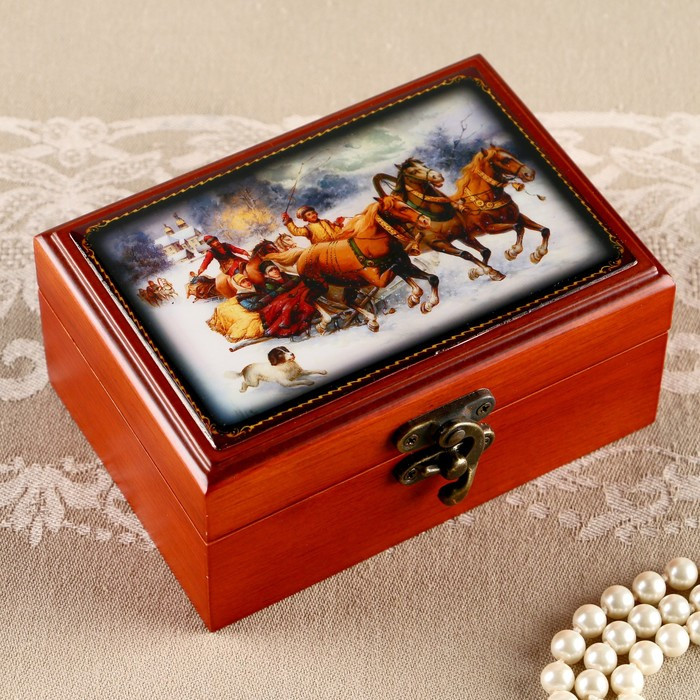 Шкатулка «Тройка Коричневая», 13х9 см