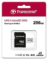 Transcend TS256GUSD300S-A Адаптері бар 256GB Class 10 U1 a1 MicroSD жад картасы