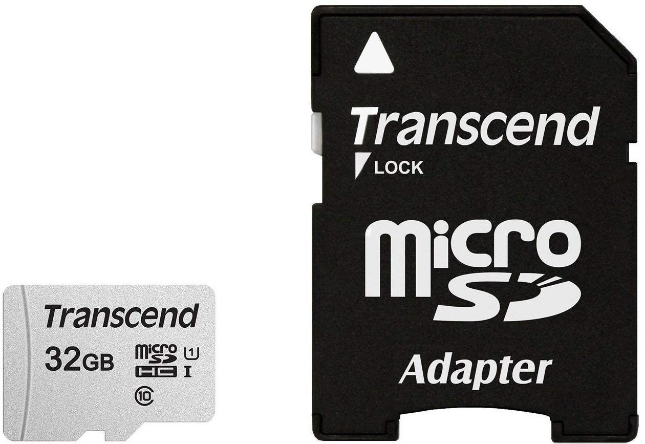 Transcend TS32GUSD300S-A Карта памяти MicroSD 32GB Class 10 U1 с адаптером