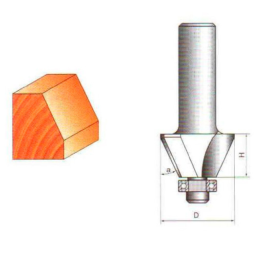 Фреза конусная кромочная с ниж.подшипником Глобус D=31,l=23,d=8mm,О=22.5° арт.1024 D31 22.5о