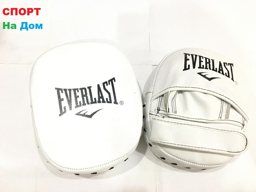 Лапы боксёрские для отработки ударов Everlast кожа (Белый) - фото 1 - id-p72388592