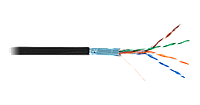 NETLAN F/UTP кабелі 4 жұп, мыс.5e (D класы), 100 мГц, бір ядролы, BC (таза мыс), сыртқы, PE -40C дейін, қара