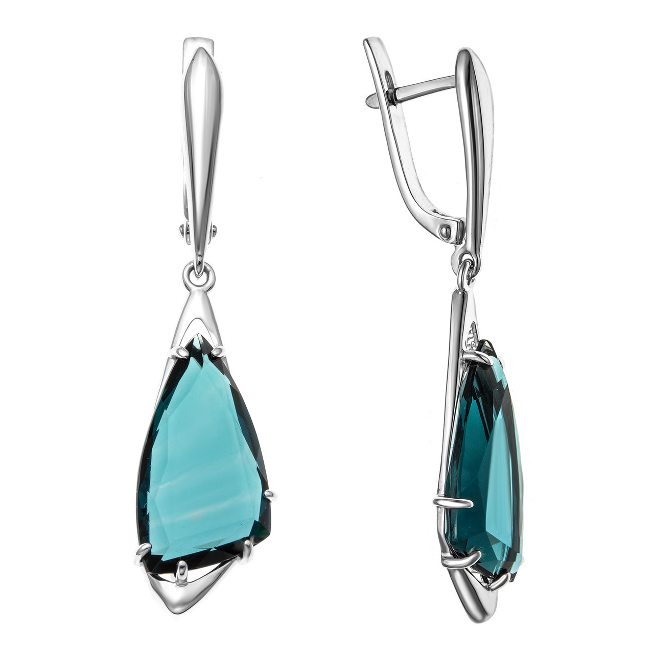 Серьги из серебра с топазом лондон и фианитом Teosa 2000-0457TLC