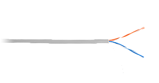 Кабель NETLAN U/UTP 2 пары, Кат.5 (Класс D), 100МГц, одножильный, BC (чистая медь), внутренний, PVC нг(B), сер