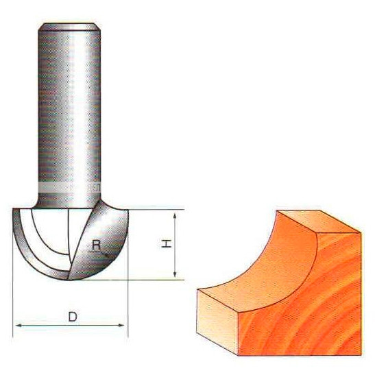 Фреза галтельная пазовая ГЛОБУС D=8,L=6.5mm,d=6mm арт.1005 D8 d6