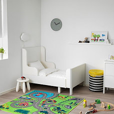 Кровать детская раздвижная БУСУНГЕ белый 80x200 см ИКЕА, IKEA, фото 2