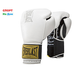 Боксерские перчатки Everlast кожа (цвет белый) 12,14OZ, фото 2
