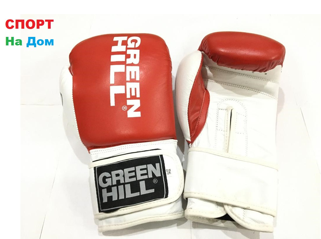 Боксерские перчатки GREEN HILL кожа (цвет бело-красный) 12,14,16OZ