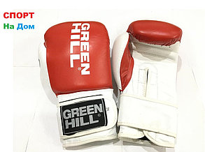 Боксерские перчатки GREEN HILL кожа (цвет бело-красный) 12,14,16OZ, фото 2