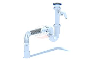 Кеңірдек/D1015 Сифон 1/2"х40 прямоточный с отв. стир. маш. с гибк. труб. 40*40/50, фото 1