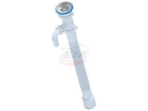 Сифон гофрированный 1 1/2"х40/50 L=648-1488 мм с отводом выпуск нерж. решетка D=70 мм Ани Пласт G118, фото 1