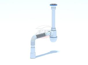 Сифон для умывальника бутылочный 1 1/4"х40 с гофрой 40х40/50 L=320-710 мм выпуск нерж. решетка D=65 мм Ани Пласт C1015, фото 2