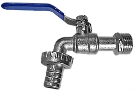 Кран шаровой водоразборный ЭКО со штуцером Ду 20 (3/4") Ру16 наруж./штуцер рычаг никель Aqualink