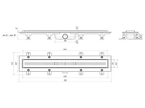 Душевой канал (трап) Дн40 650х62 нерж/реш матовая сух. затв. АНИ Пласт TLQ1265M, фото 3