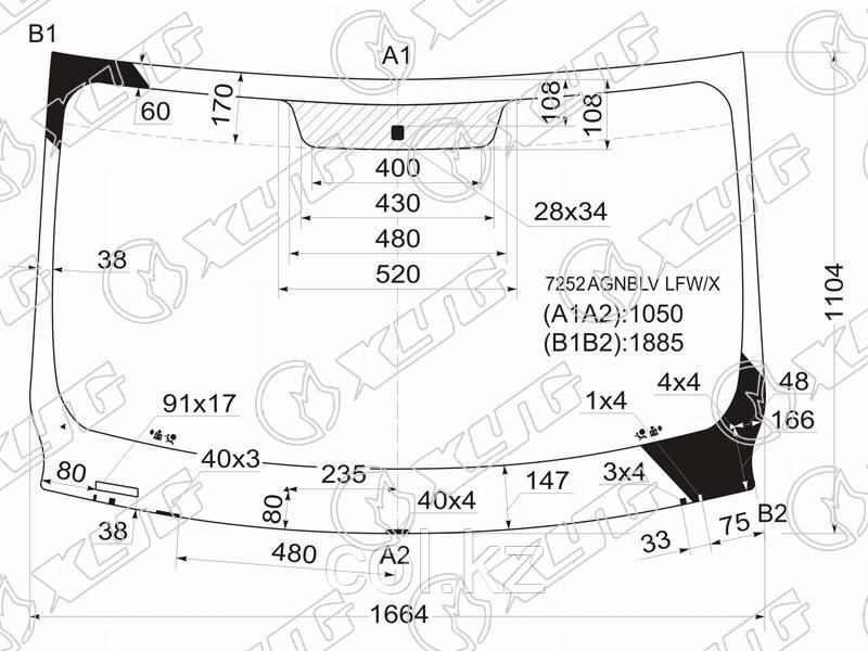Стекло лобовое в клей RENAULT TRAFIC/OPEL VIVARO/NISSAN PRIMASTAR 01-14