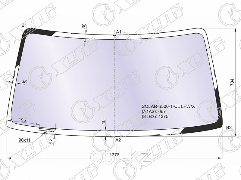 Стекло лобовое атермальное в клей TOYOTA 4-RUNNER/HILUX SURF 95-02 (Solar-X защита от ультрафиолета)
