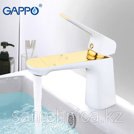 Смеситель для раковины Gappo Soviste G1080 белый/золото, фото 2