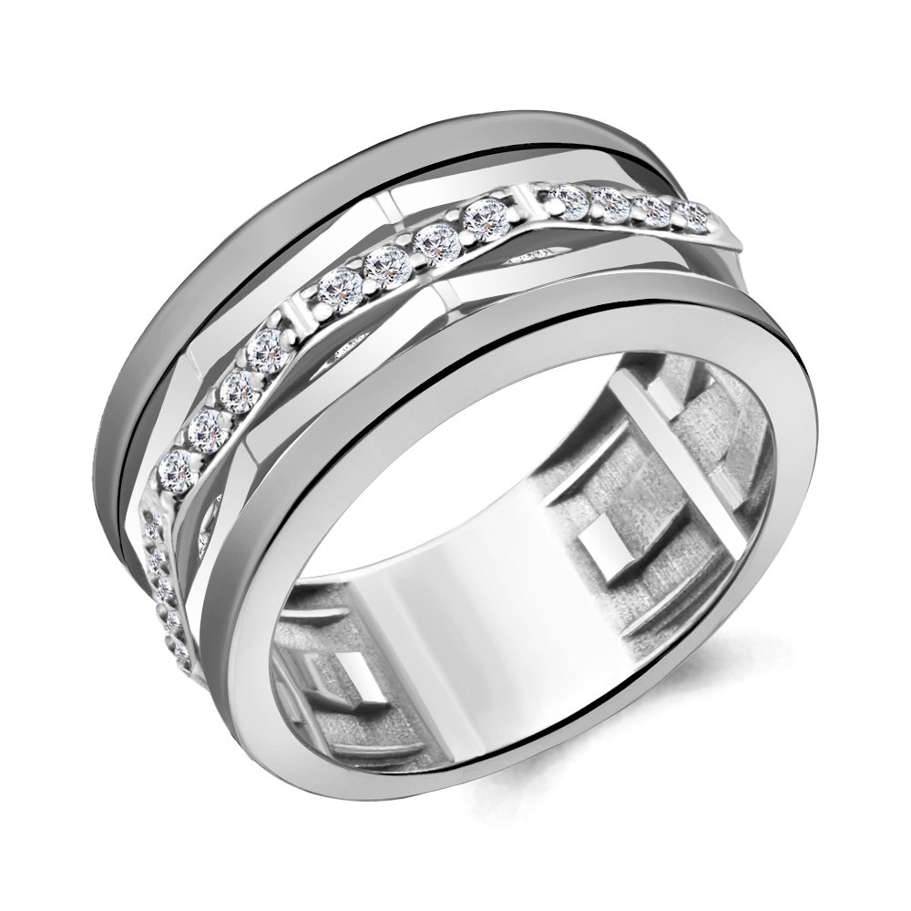 Кольцо Aquamarine серебро с родием, фианит 68661А.5