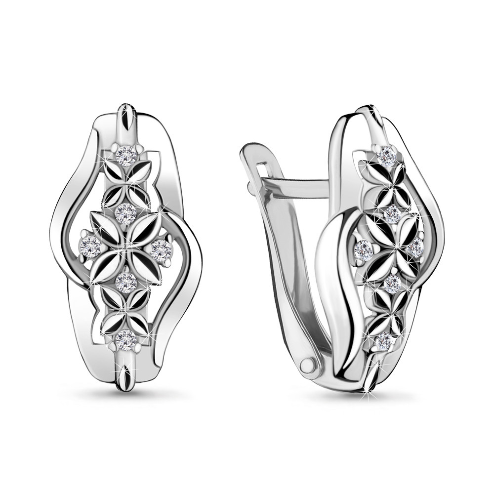 Серьги Aquamarine серебро с родием, фианит 48185А.5