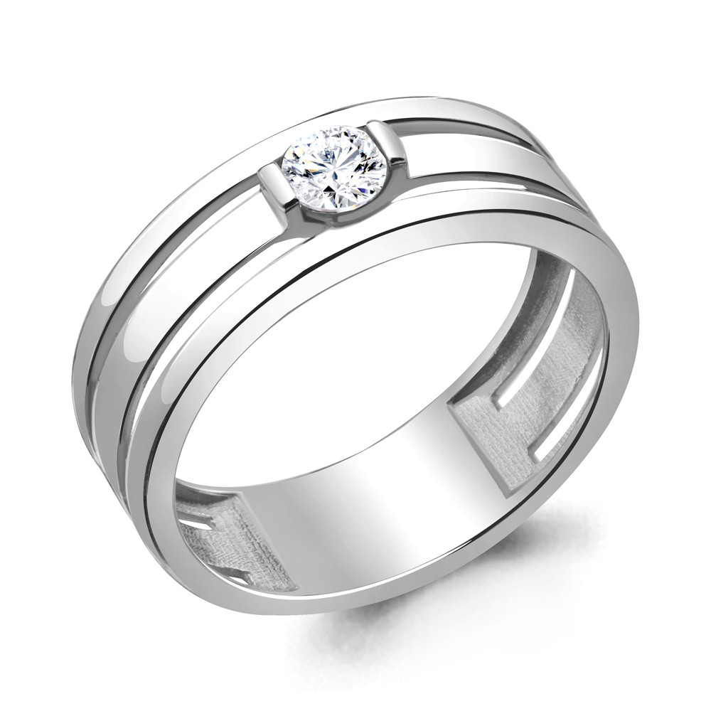 Кольцо Aquamarine серебро с родием, фианит 68665А.5