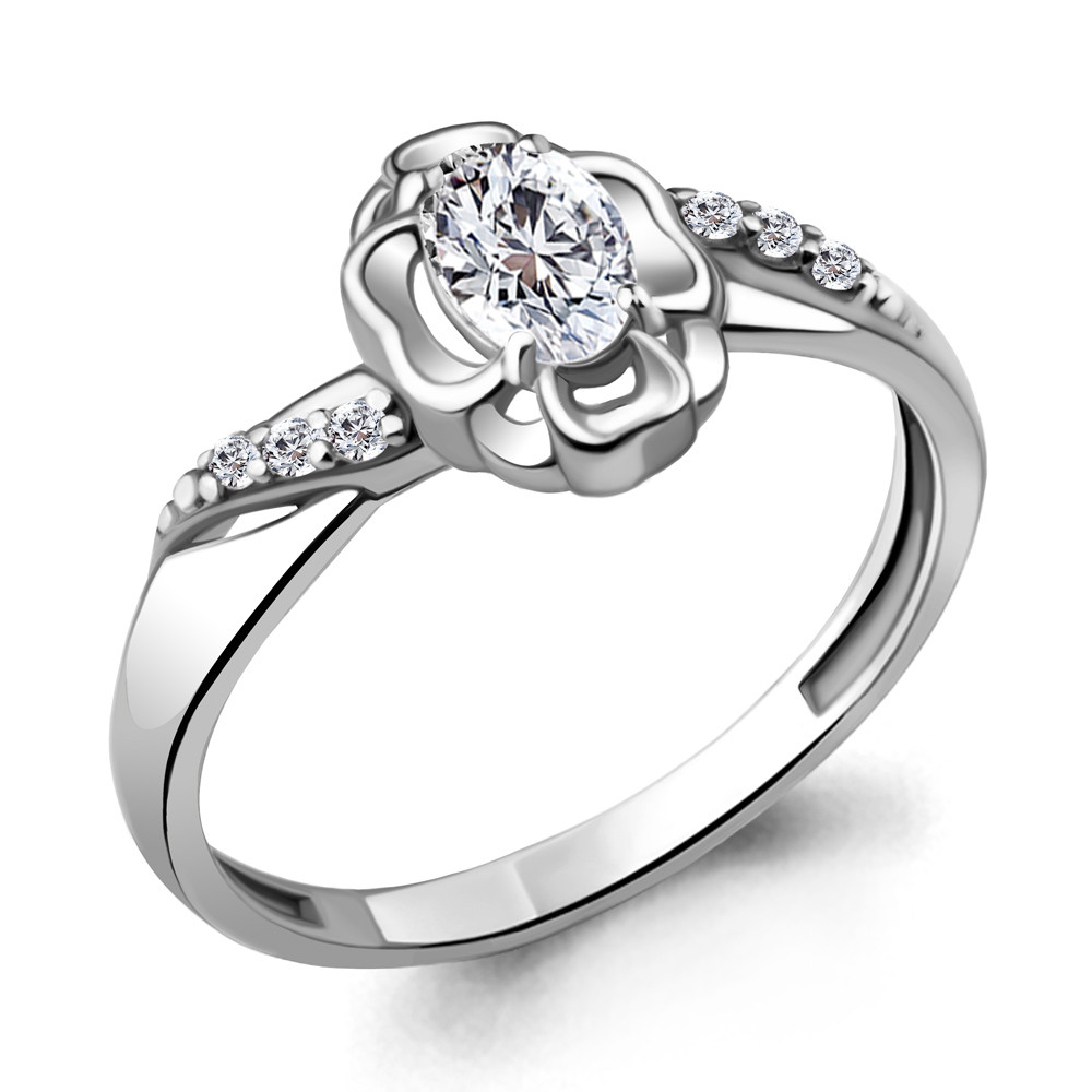 Кольцо Aquamarine серебро с родием, фианит 68648А.5