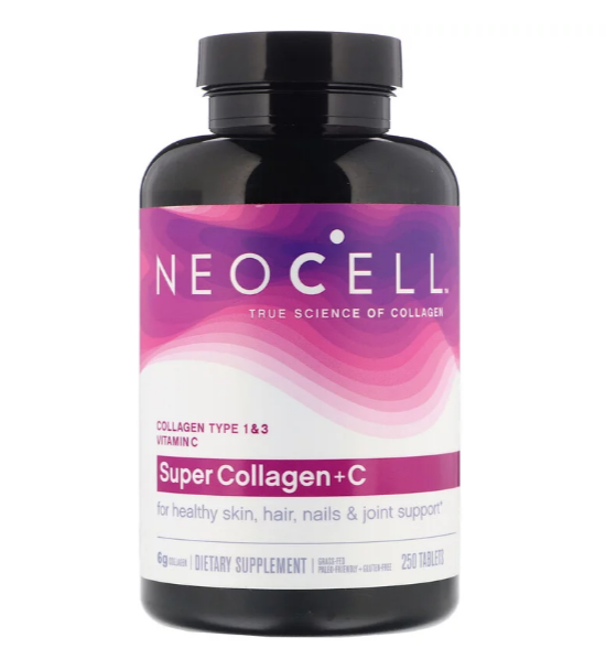 Neocell, Super Collagen + C, добавка с коллагеном и витамином C 250 таблеток