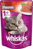 Whiskas 75г паштет говядина с печенью Вискас пауч влажный корм для  кошек