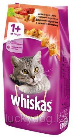 Whiskas 1,9кг с говядиной Сухой корм для кошек подушечки с нежным паштетом (Вискас) - фото 2 - id-p4852738