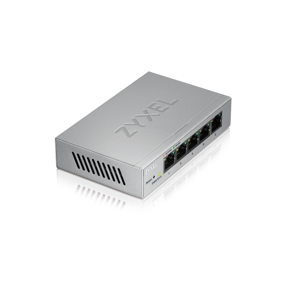 Zyxel GS1200-5 Smart коммутатор 5xGE, настольный, бесшумный, с поддержкой VLAN, IGMP, QoS и Link Aggregation