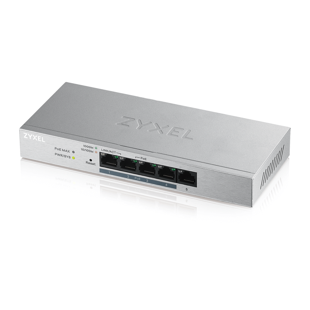 Zyxel GS1200-5HP 5-портовый гигабитный коммутатор с Web-управлением и PoE