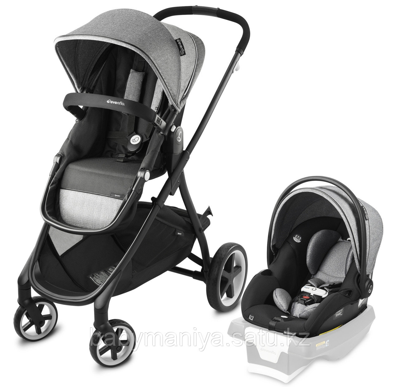 Коляска-трансформер 2в1 Evenflo 🇺🇸 Gold Travel System Shyft Gray