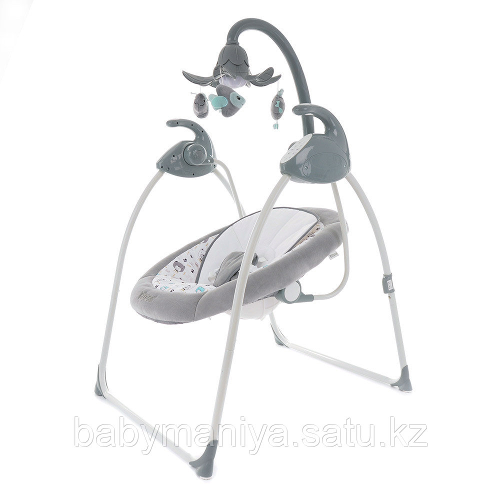 Электрокачели PITUSO CARINO Жираф GREY/Серый МИШКИ (адаптер. пульт) 75х67х98.5см