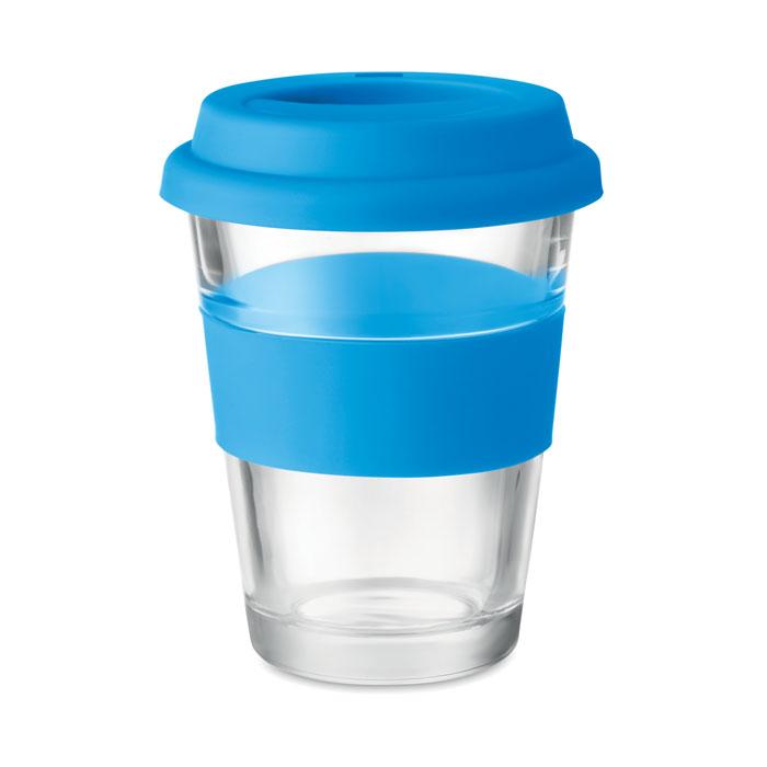 Стеклянный стакан с силиконовой крышкой, синий - фото 3 - id-p72487355