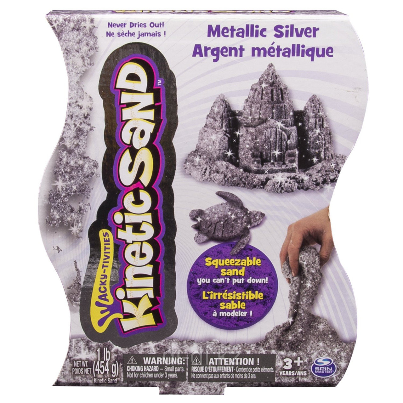 Песок для лепки Kinetic Sand "Металлик", серебристый, 454 г