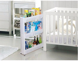 Этажерка выдвижная трехъярусная на колесиках для бутылок FIT (Розовый), фото 5