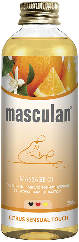 Тонизирующее массажное масло с цитрусовым ароматом Masculan 200 мл - фото 1 - id-p4572016