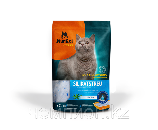 Murkel, Муркель силикагелевый наполнитель для кошек с ароматом алоэ вера, уп. 2,2л (1кг)