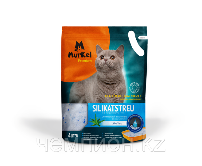 Murkel, Муркель силикагелевый наполнитель для кошек с ароматом алоэ вера, уп. 4л (1,8кг) - фото 1 - id-p72585129