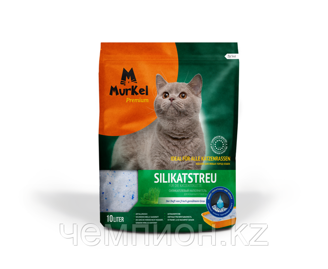 Murkel, Муркель силикагелевый наполнитель для кошек с ароматом скошенной травы, уп. 10л (4,5кг) - фото 1 - id-p72585387
