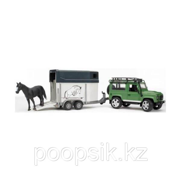 Внедорожник Bruder Land Rover Defender с прицепом-коневозкой и лошадью - фото 2 - id-p72595246
